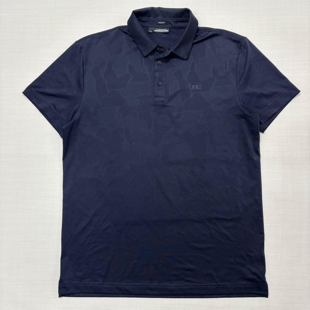 【美品】J.LINDEBERG J.リンドバーグ 半袖ポロシャツ ネイビー L