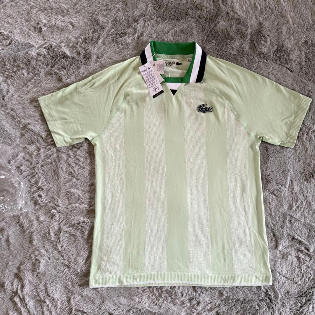 LACOSTE ラコステ　ビッグストライプラグランプルオーバーポロシャツ テニス