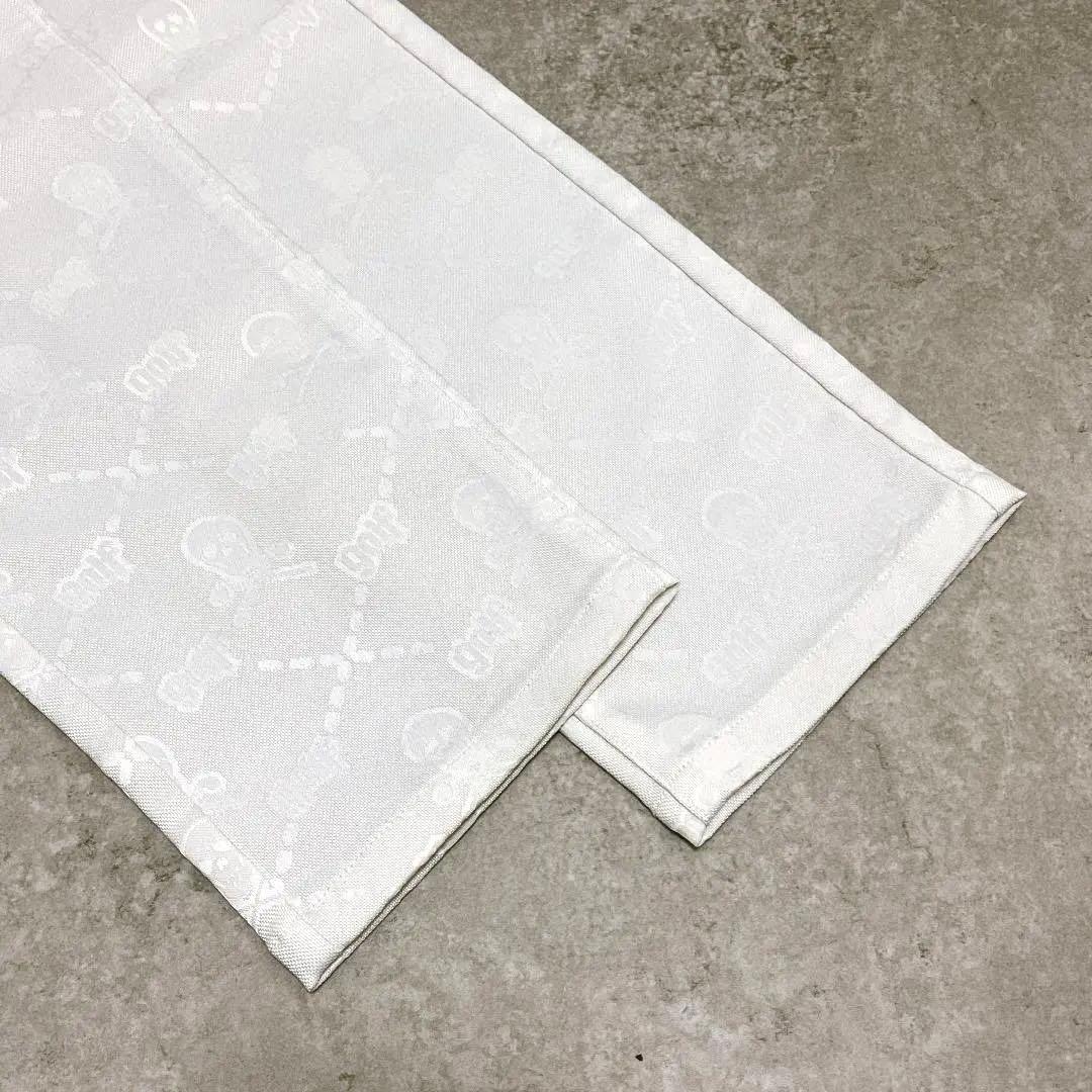 MARK&LONA スカル 総柄 刺繡 シルバーパッチ ゴルフ 白 46