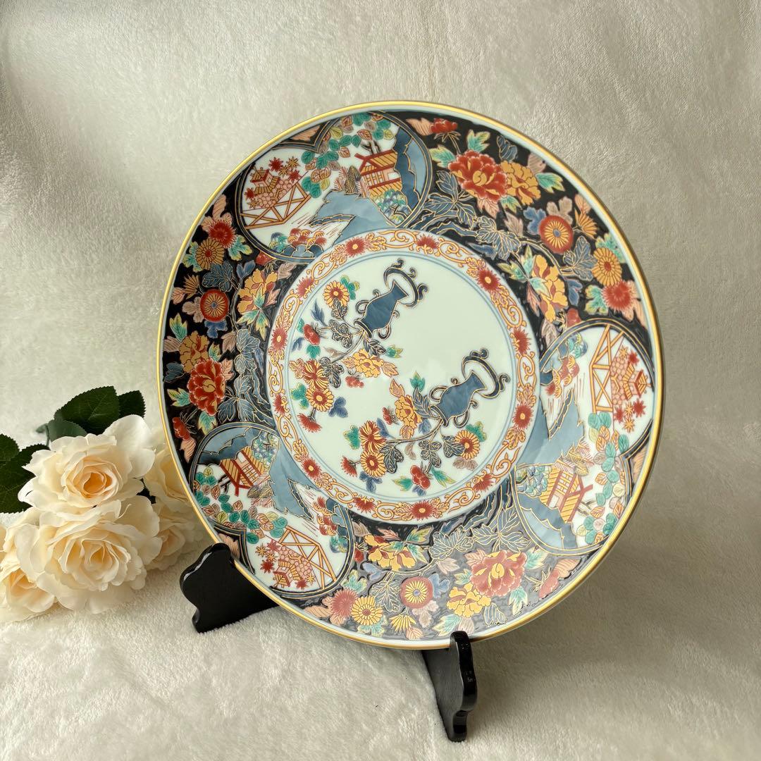 【希少品・保管】有田焼　哲山作　飾皿 大皿　有田銘窯