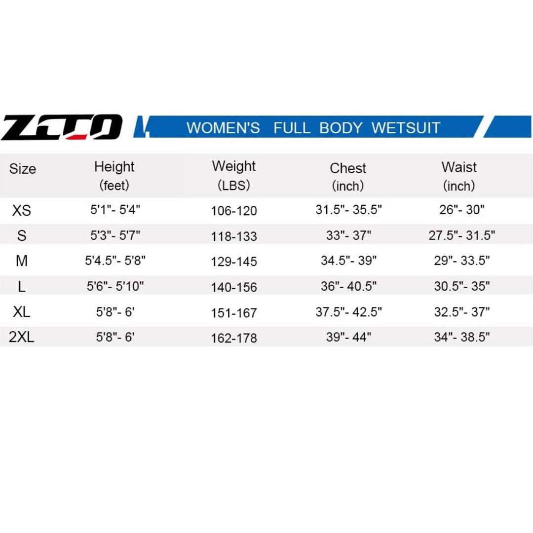 zcco 3mm レディース ウェットスーツ フルボディダイビングスーツ XS