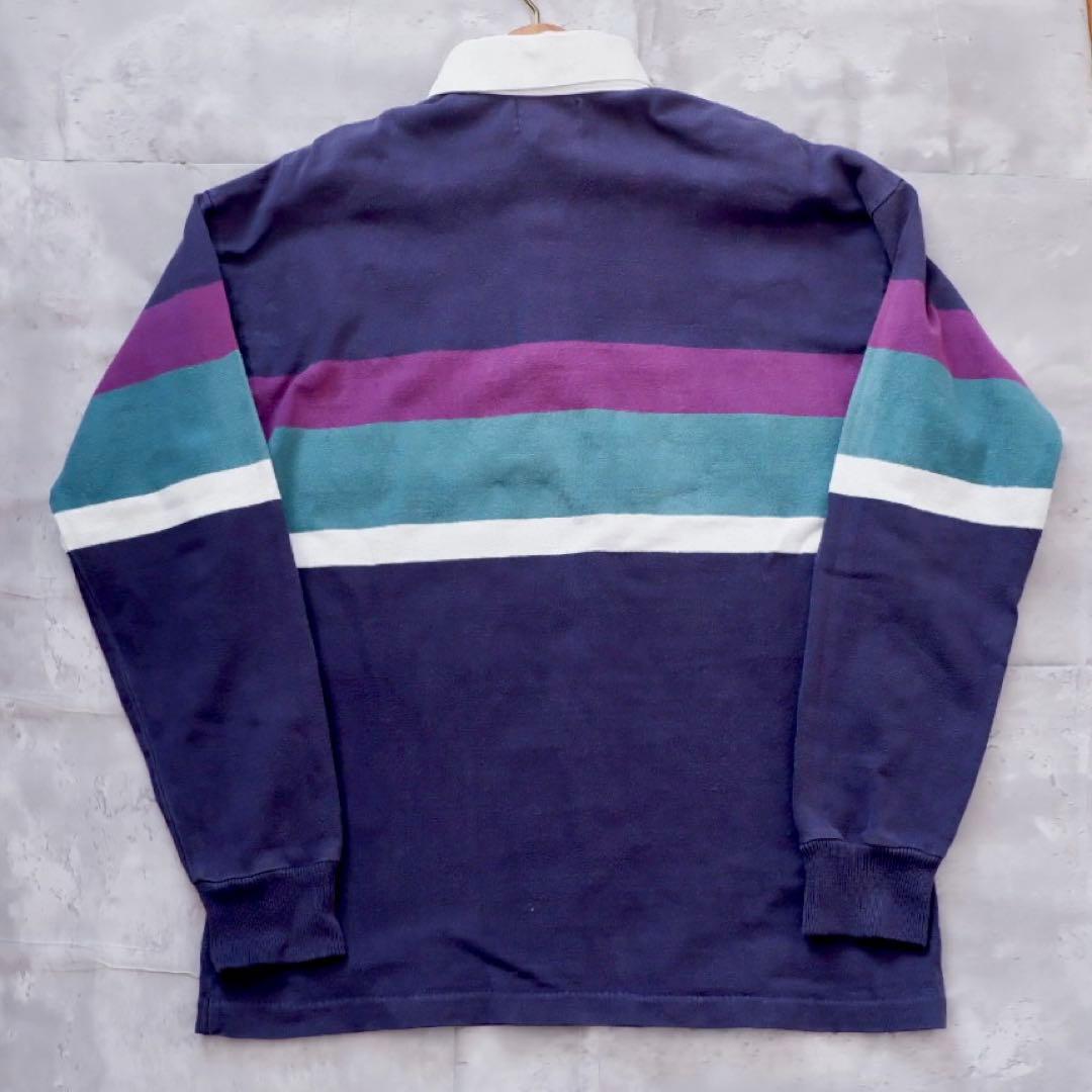 USA製！80s 90s エルエルビーン 長袖ラガーシャツ ポロシャツ ボーダー