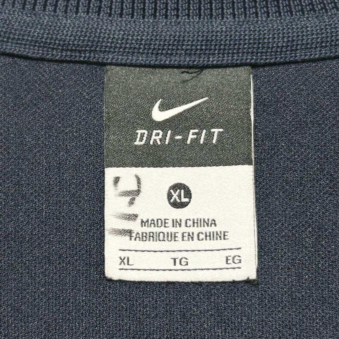 NIKE Dri-FIT ジャージ　上下セット　ネイビー　刺繍　ロゴ【XL