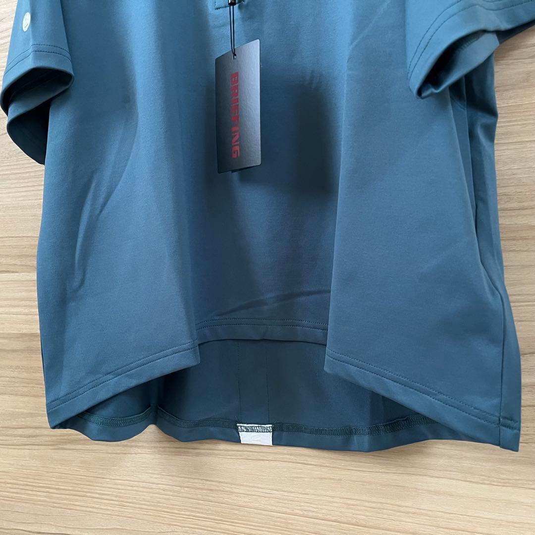 新品★レディースS バックロゴラインポロシャツ BRIEFING ターコイズ×白