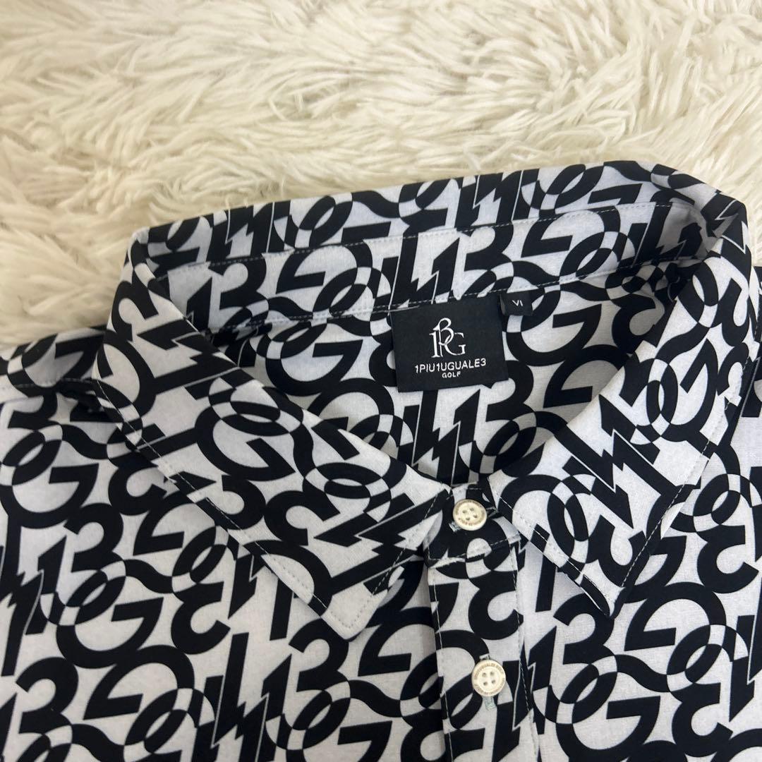 【極美品】piu1uguale3GOLF ロゴ　長袖ポロシャツ　ブラック　6