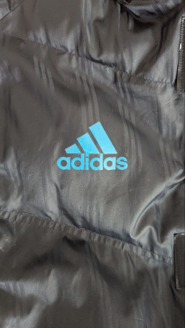 【美品】adidas ブラック ベンチコート フード付き　Lサイズ