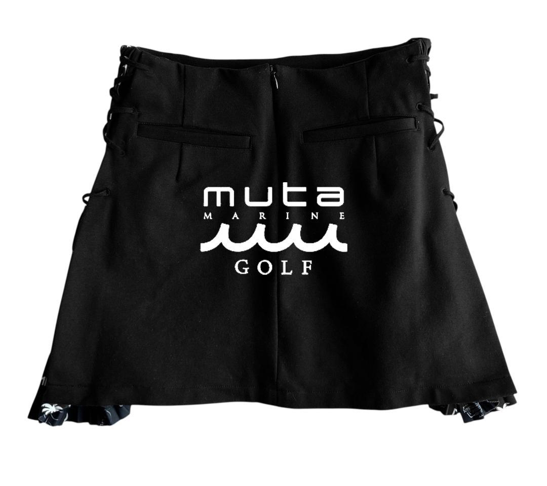 美品 mutaムータゴルフ 現行モデル定価3.3万 サイドロゴプリーツスカート黒