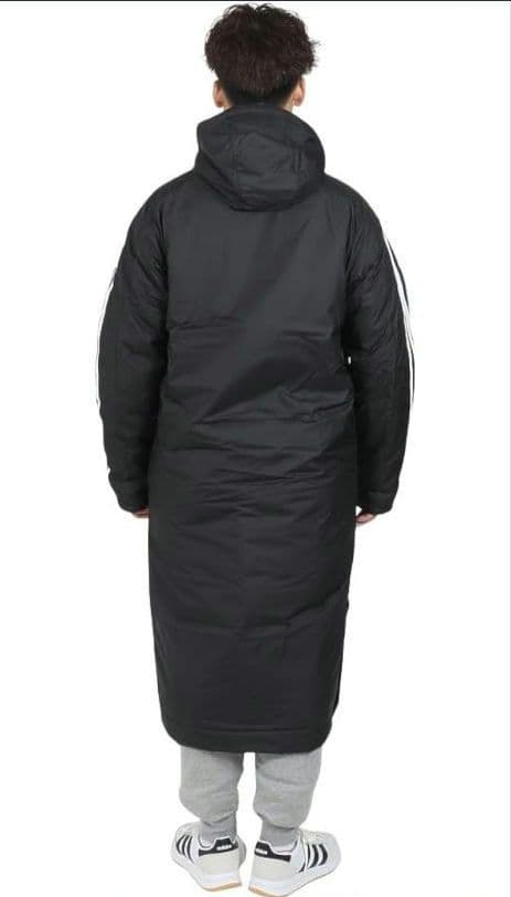 【美品】adidas ベンチコート ロング　裏ボア 大きいサイズ 2XL 黒