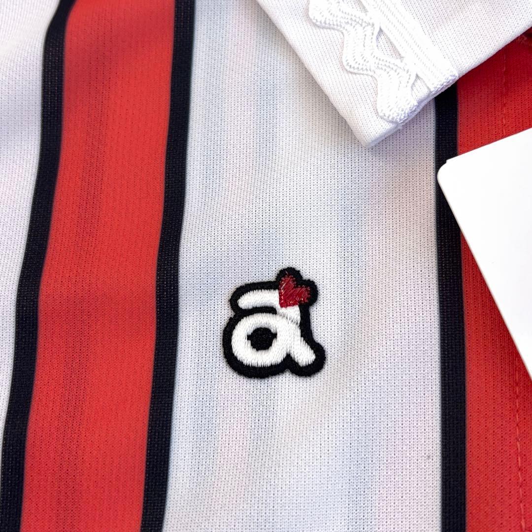 新品【archivio】ゴルフ ノースリーブ ポロシャツ ストライプ ロゴ 36