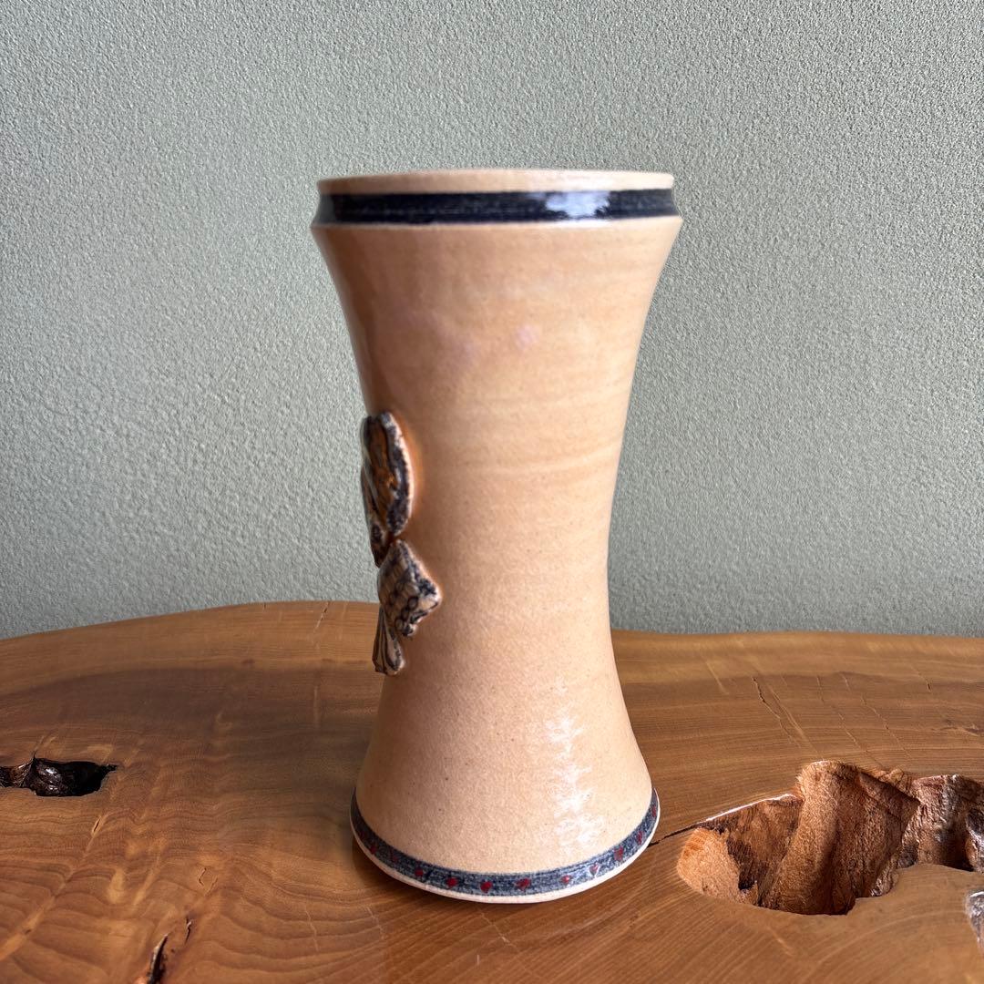 赤絵金彩花入 小崎一陽造 高さ20cm 共箱