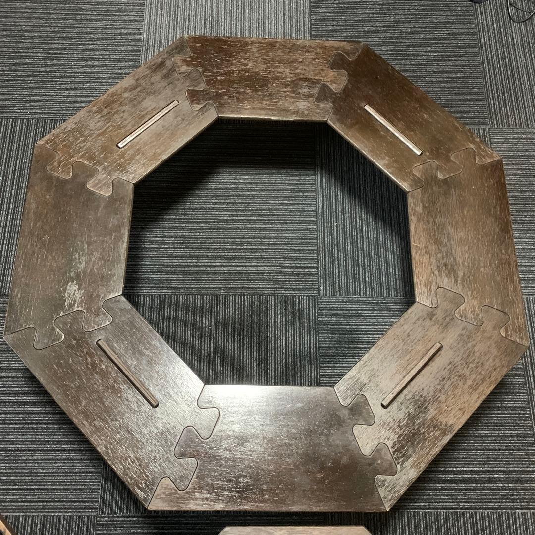 八角形木製アウトドアテーブル　ウォールナット