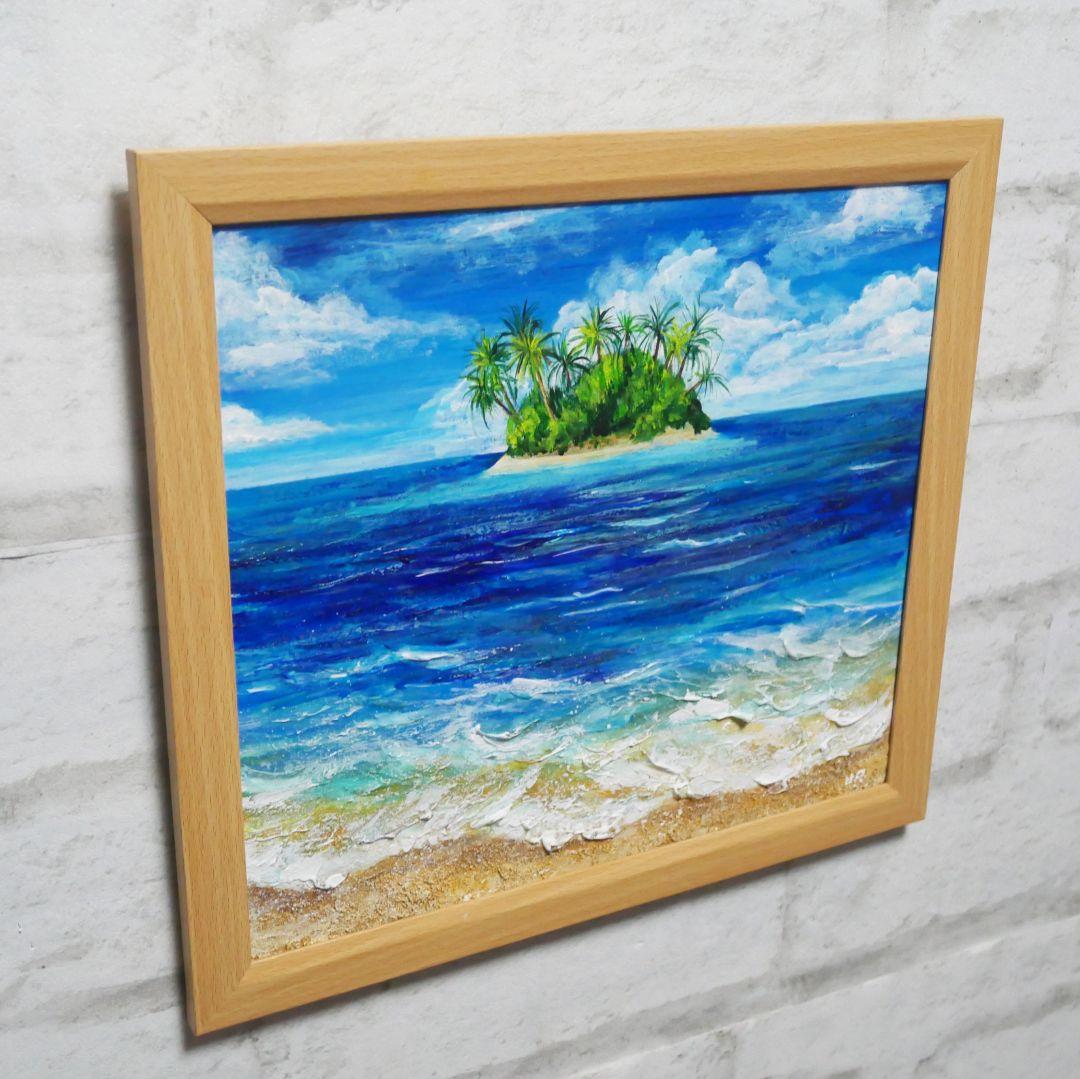 油絵 油彩 油彩画 絵 絵画【海の先に見える小島】