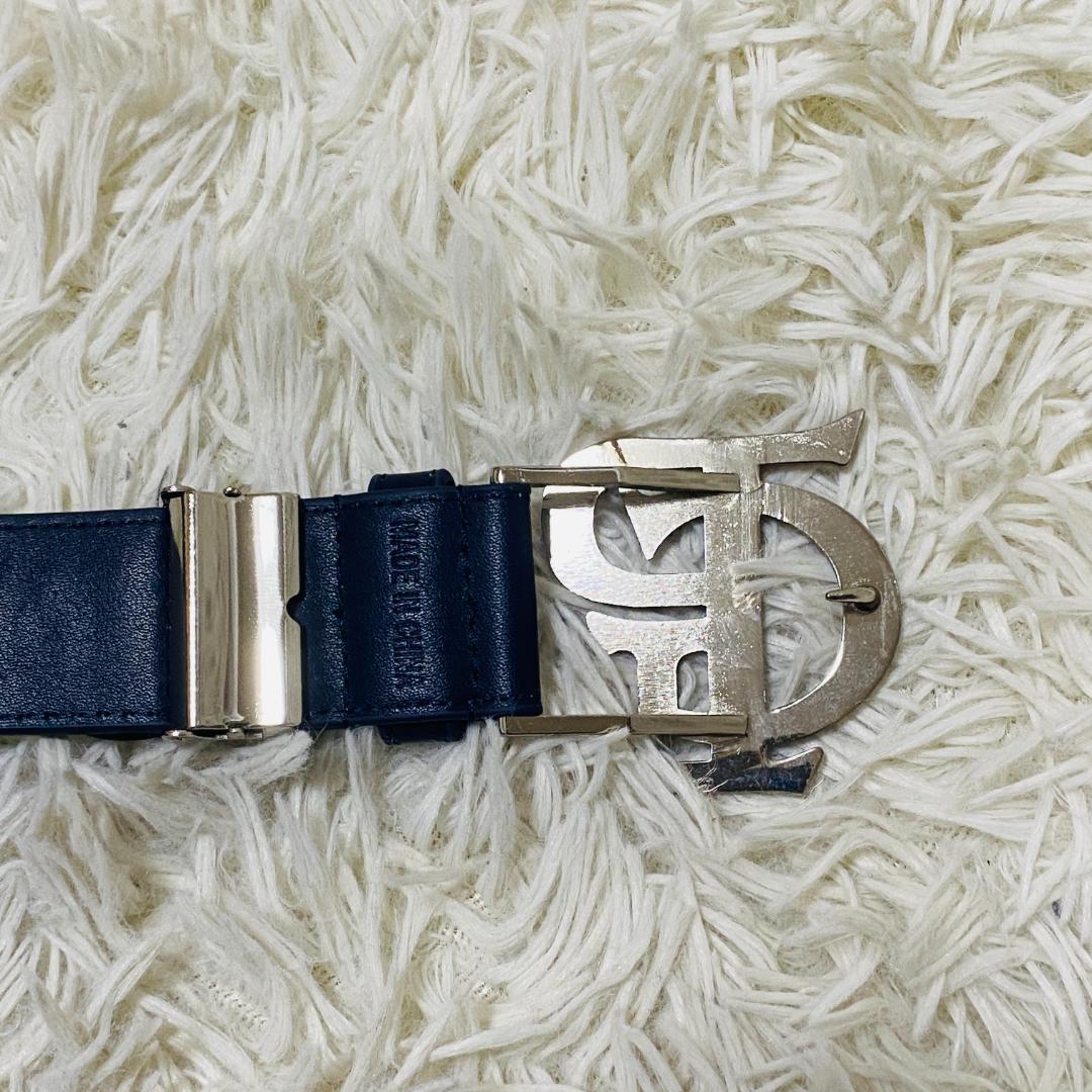 美品 PEARLY GATES パーリーゲイツ ロゴバックル ベルト ネイビー