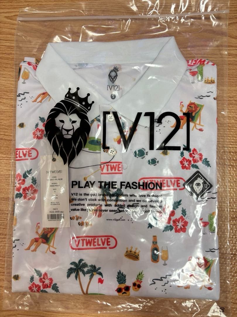 【新品】V12 ホワイト ポロシャツ