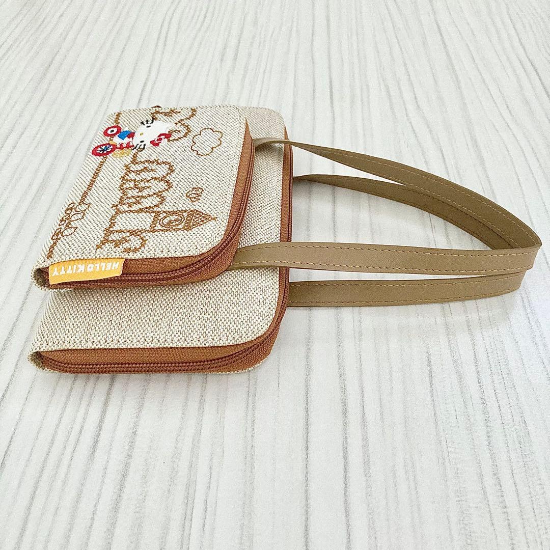【未使用】平成レトロ ハローキティ ステッチ刺繍 大容量お財布バッグ ミニポーチ
