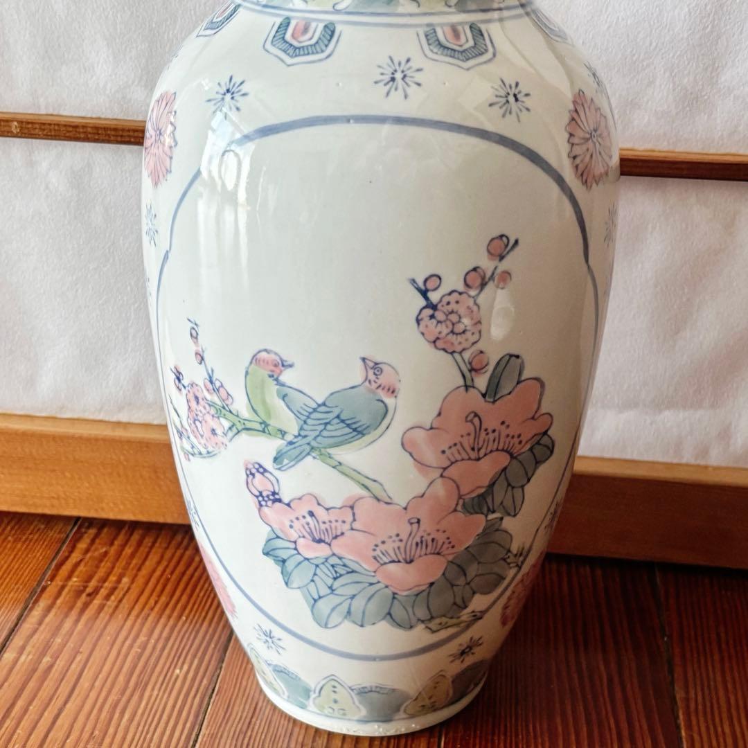 中国花瓶景徳鎮 青花磁 花鳥紋賞瓶 工芸品 古美術品中国磁器花瓶　花瓶　大型