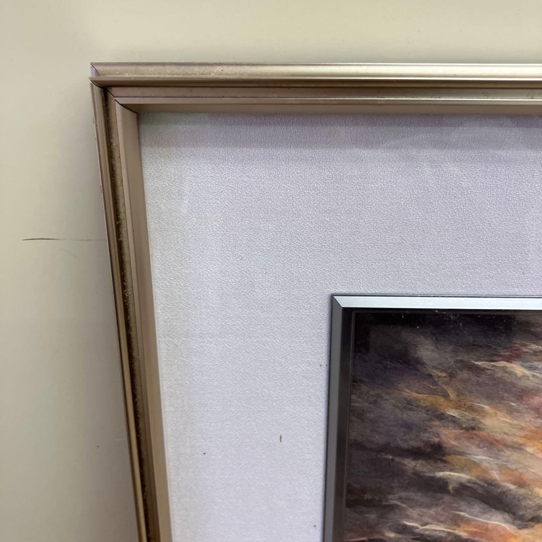 風景画 夕焼け 雲 額装 アート インテリア 壁掛け 和紙風 ちぎり絵 貼り絵
