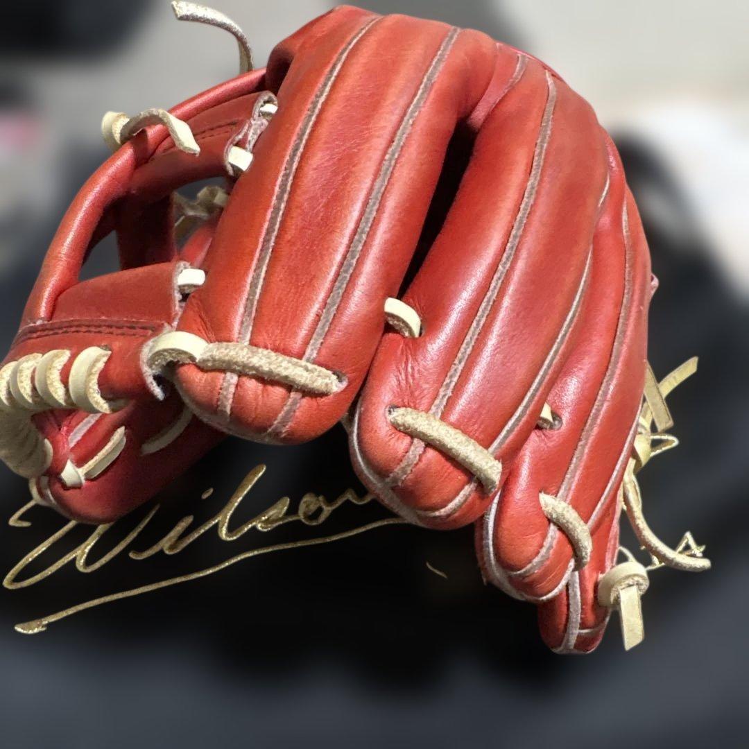 Wilson staff硬式グローブ 赤 [日本製][グローブ袋付き]