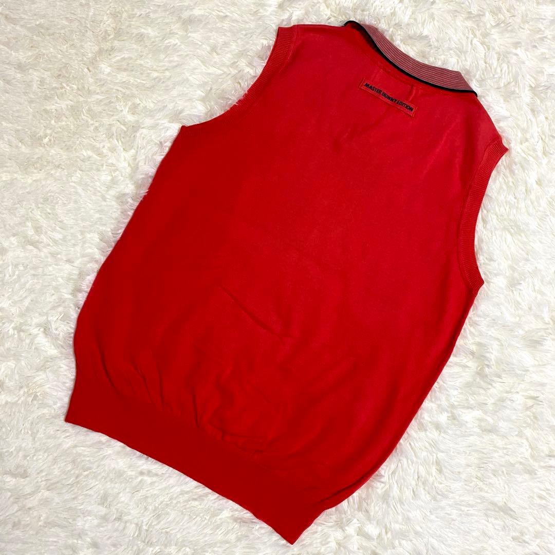 マスターバニー　ニットベスト　刺繍ロゴ　プルオーバー　日本製　ゴルフ　L