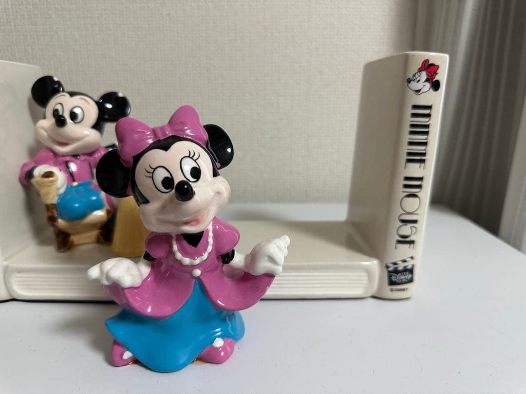 ミッキー、ミニー　ブックエンド　陶器置き物
