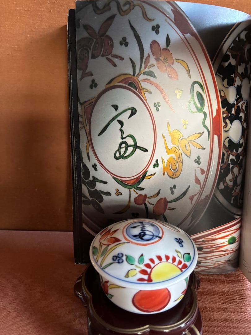 大英博物館初個展鬼才澤田痴陶人作痴銘色絵富字宗達草花赤玉文合子　一点物