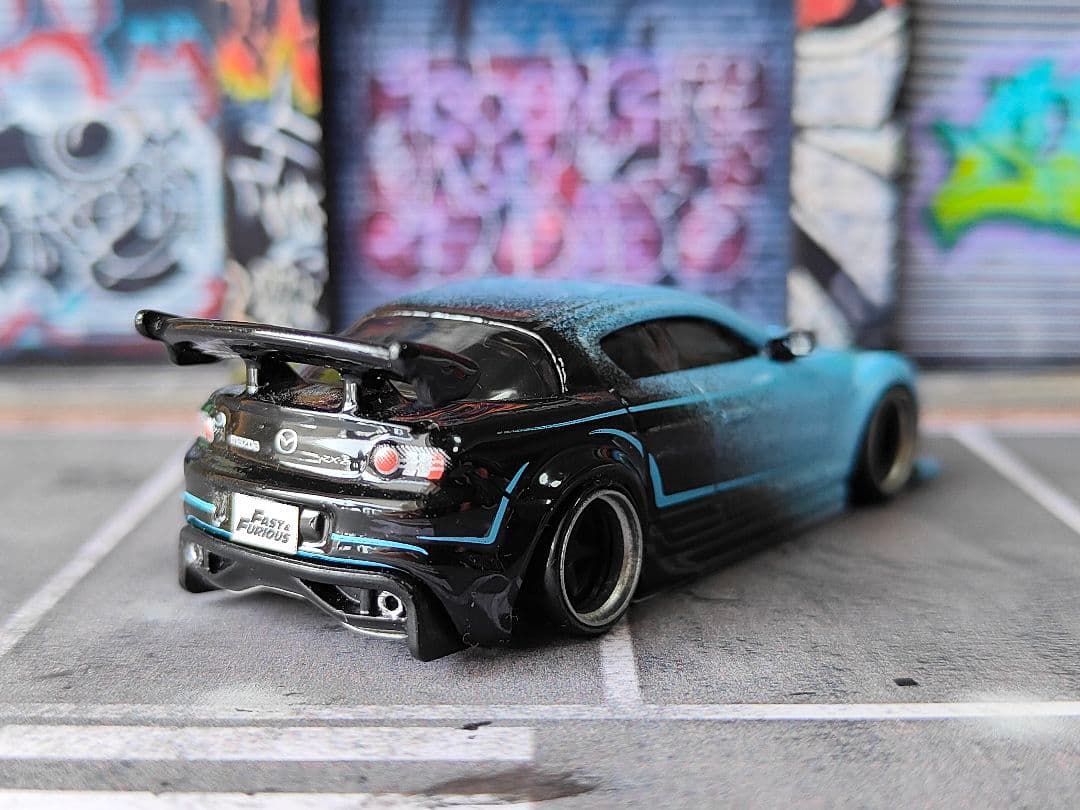 ホットウィールカスタム RX8 ワイスピ☆自作アルミリム☆深リム☆トミカ改造