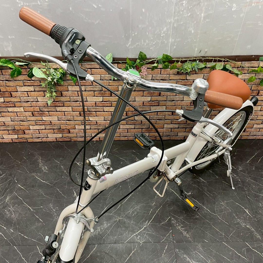 【131】折りたたみ自転車 折車 IGNIO ホワイト 20インチ 変速付き