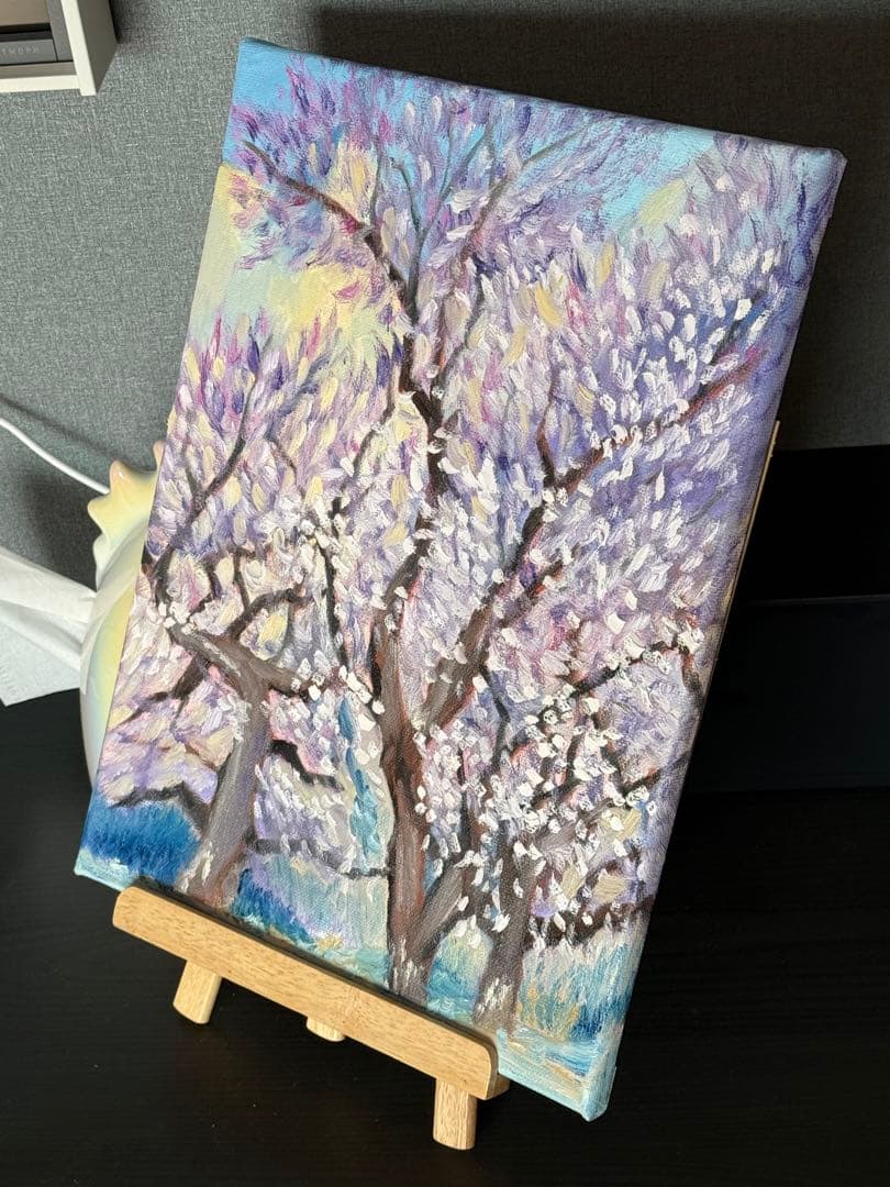 「咲く」　手描き　油絵　風景画　原画　油彩画　印象派