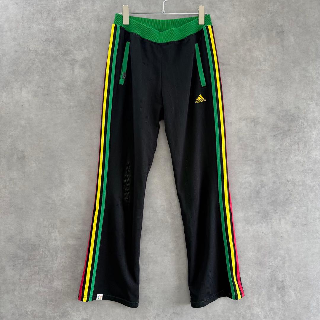 美品 00s old adidas アディダス トラックパンツ ラスタカラー L