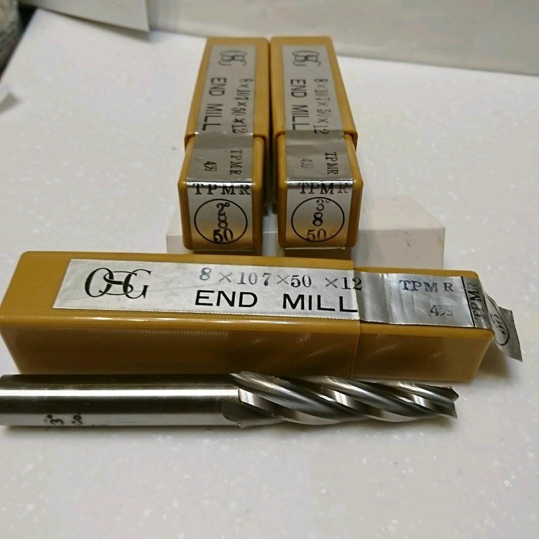 OSG TP MR  ф８×3°(２本)、ф８×２°(1本)  エンドミル