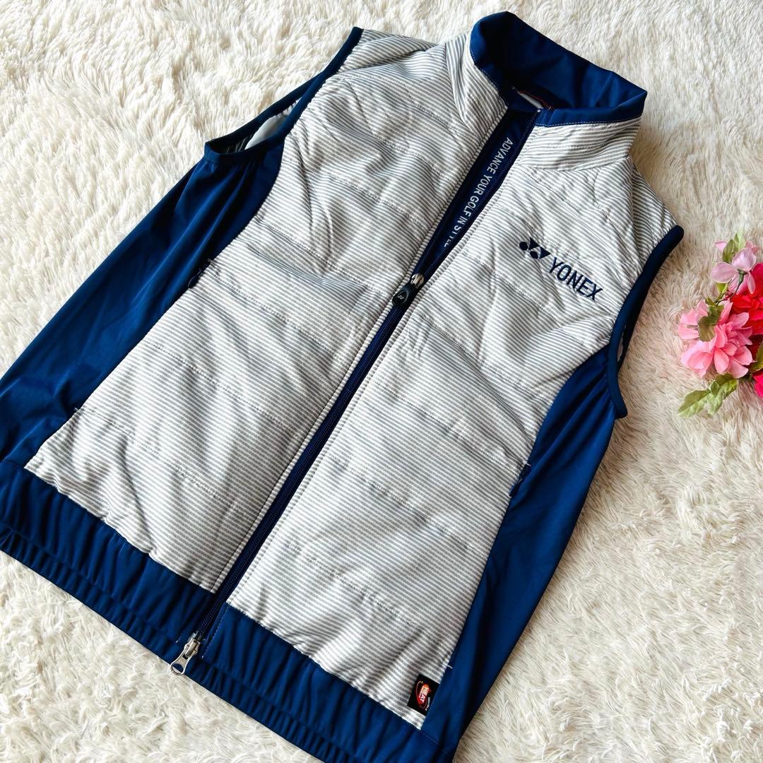 YONEX ヨネックス 中綿ベスト ロゴ刺繍 ネイビーグレー ヒートカプセル