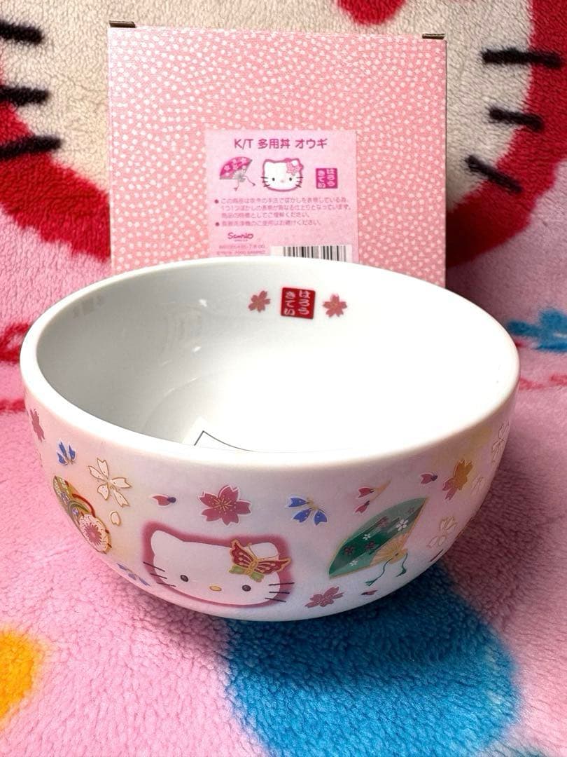 新品　レトロ　2000年　ハローキティ オウギ　桜　和風　中皿　小鉢　多用丼
