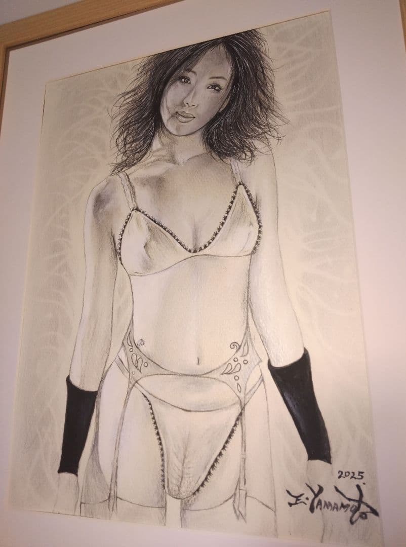 裸婦、美人画、絵画４号、光の中、S、山本英二、真筆、肉筆、新品額縁、高塚省吾。