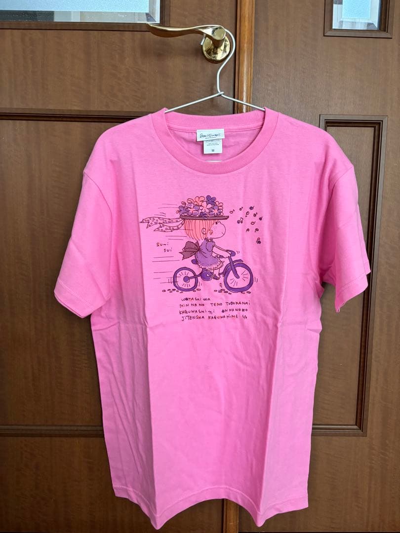 未使用！水森亜土 Tシャツ 自転車 Mサイズ ピンク色 体色 変色なし 美品