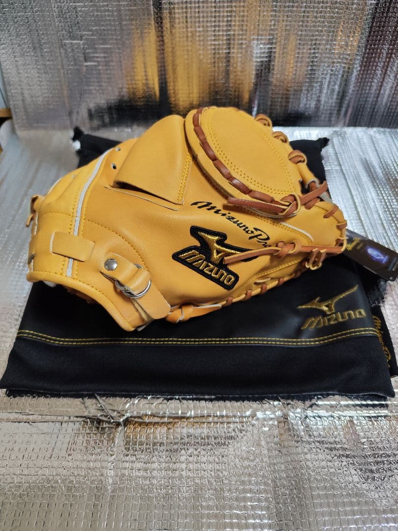【新品】MizunoPro 軟式キャッチャーミット イエロー