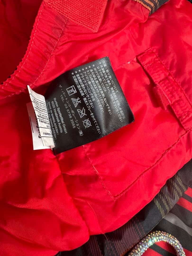 【美品】Burton 子ども用スキーウェア 赤・黒・黄色チェック
