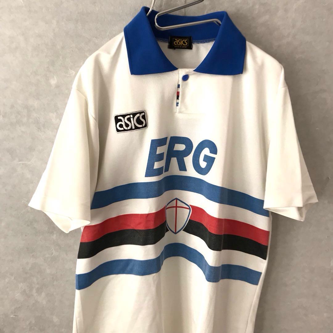 90s ASICS サンプドリア アウェイモデル ユニフォーム 希少 L