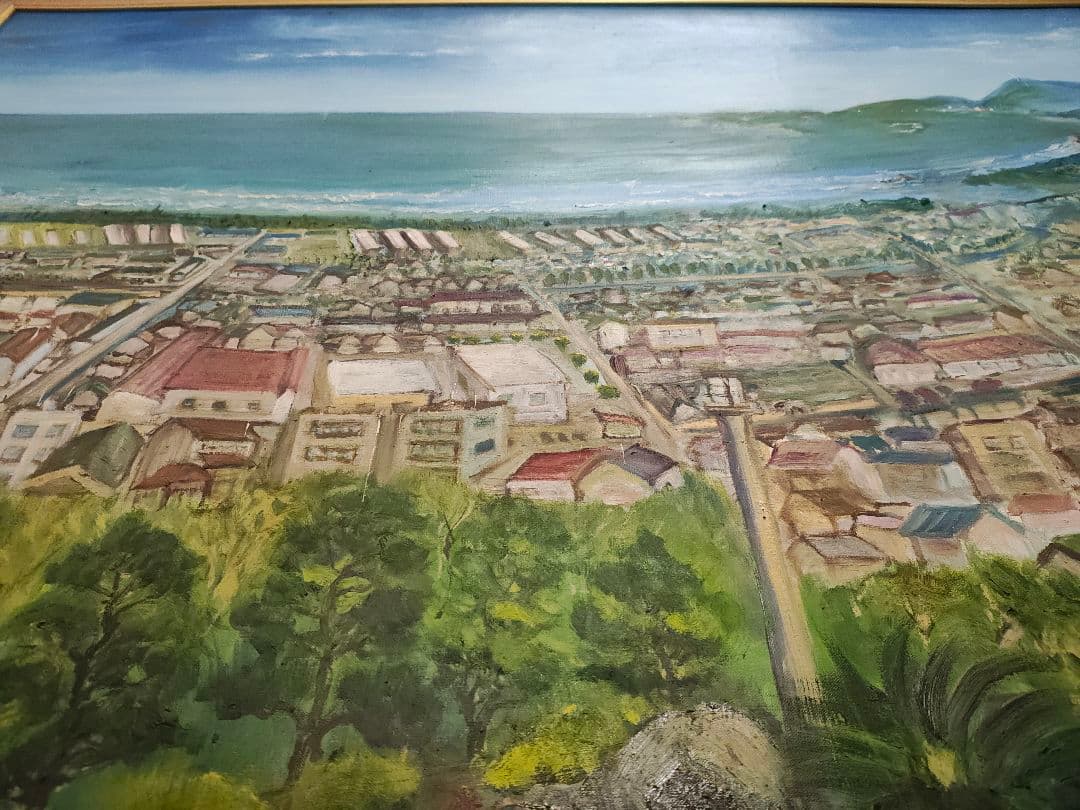 ​【送料込】大型F50号 油彩画「日向灘」宮崎の風 　店舗・施設ロビーに