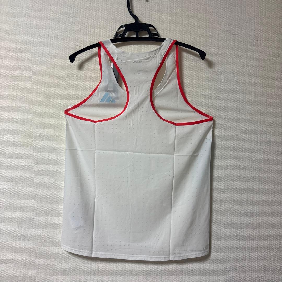 新品　adidas ADIZERO 陸上用シャツ ホワイト/レッド　Mサイズ