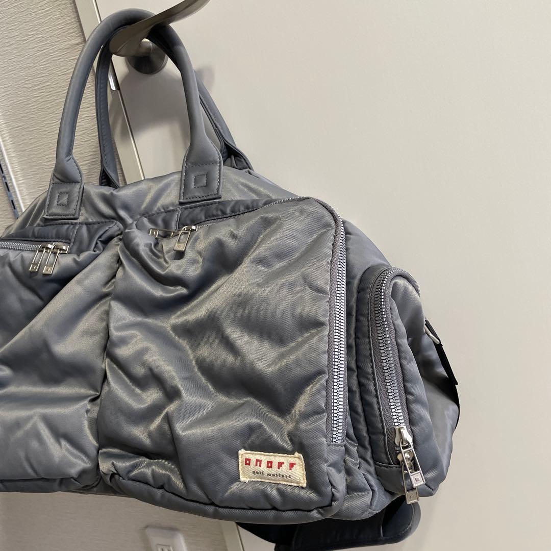 オノフボストンバッグONOFF グレー系