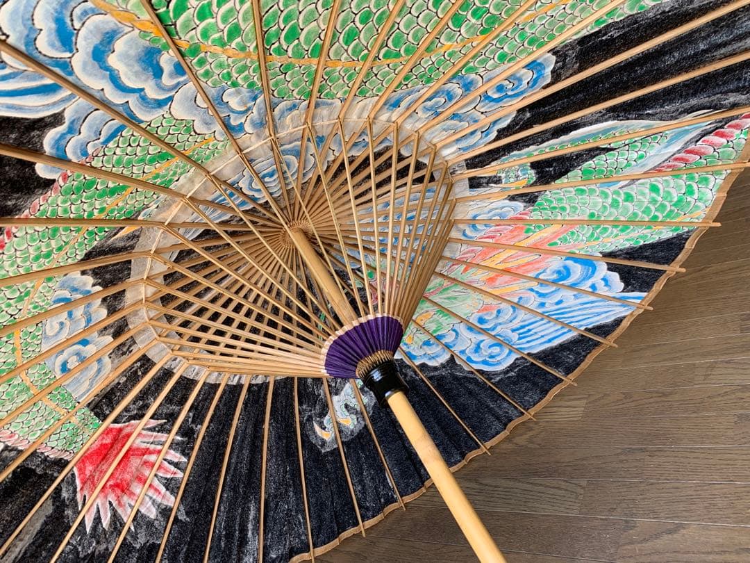 【一点もの】舞踊傘 番傘 龍 手描き 舞台小道具 日本舞踊 演劇 和装