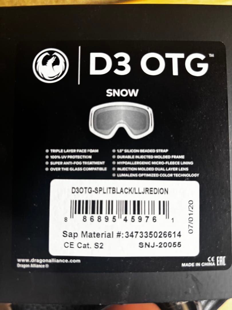 DRAGON D3 OTG ゴーグル ブラック/レッド