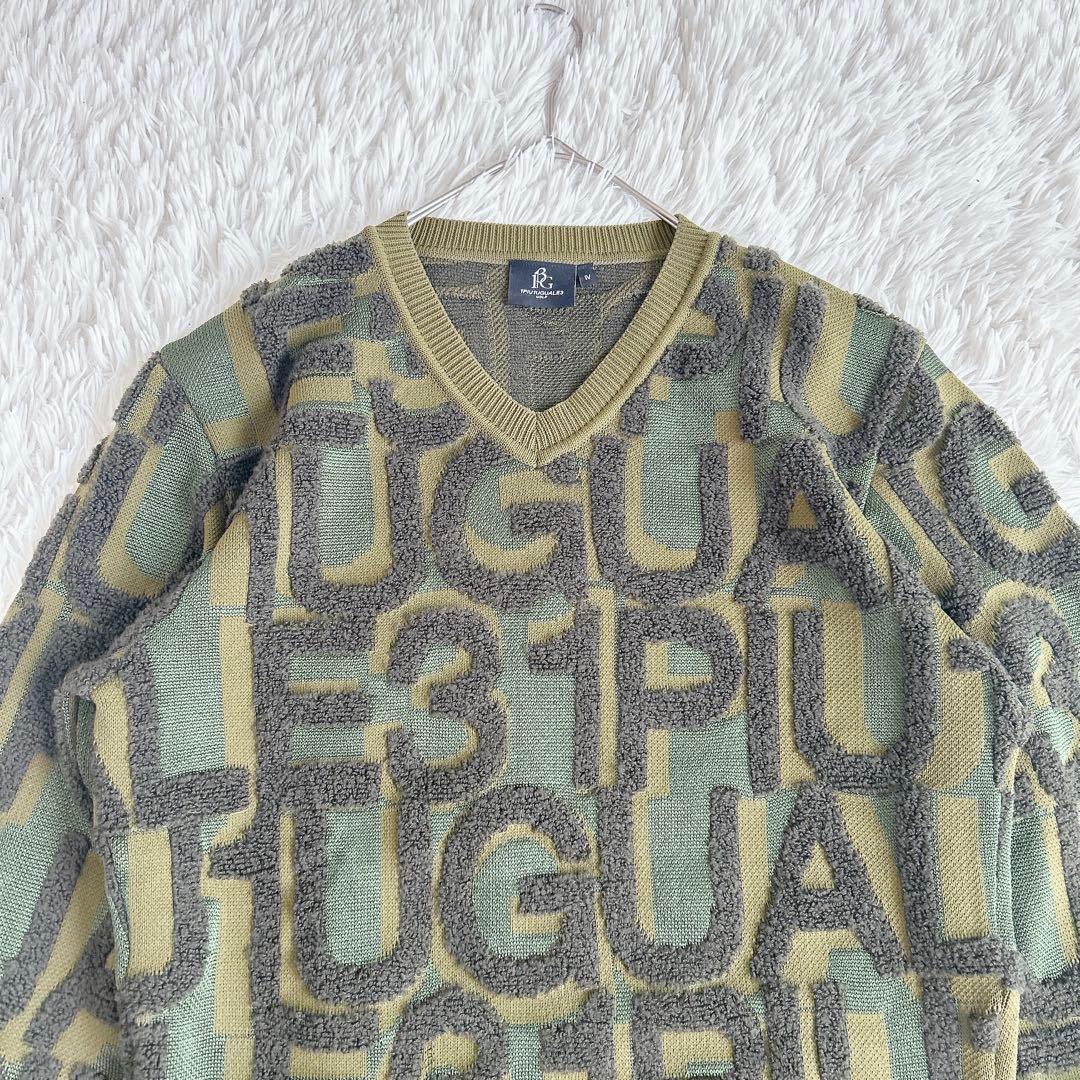 極美品 1PIU1UGUALE3 GOLF ニット L ロゴ 総柄 高級感 人気