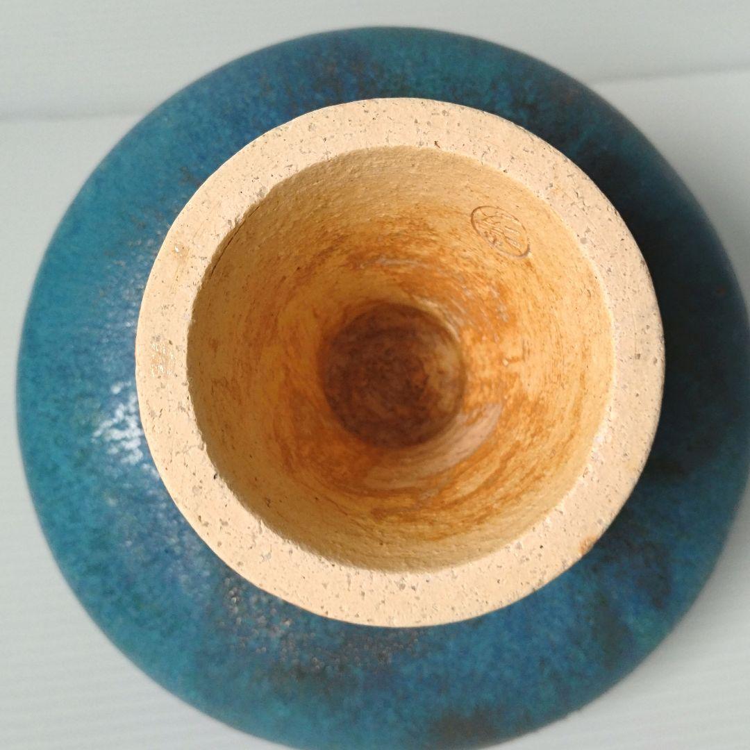 高足花器 高台 コンポート花器 水盤 花器 生け花 自由花 ターコイズブルー 青