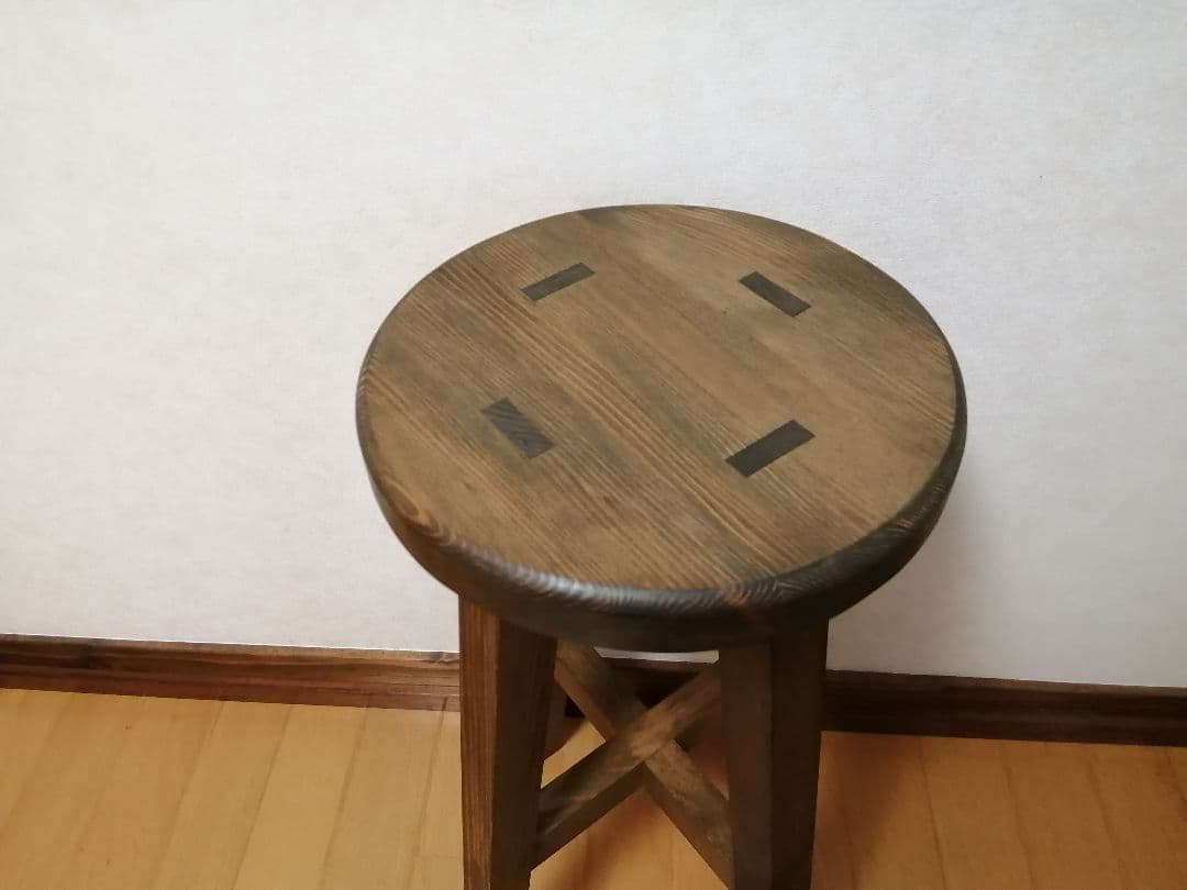 木製スツール　２脚セット　高さ75cm　丸椅子　stool