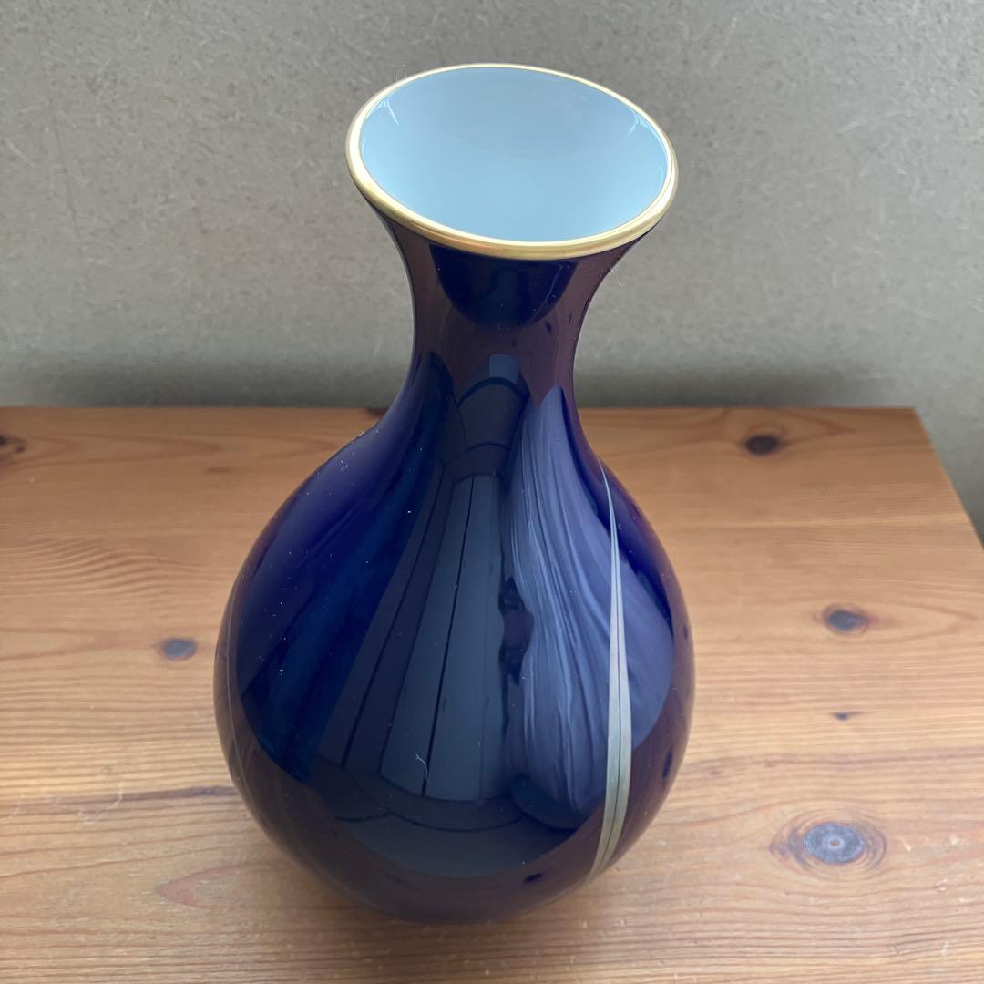 【新品未使用】香蘭社　花瓶　瑠璃　紺色　蘭
