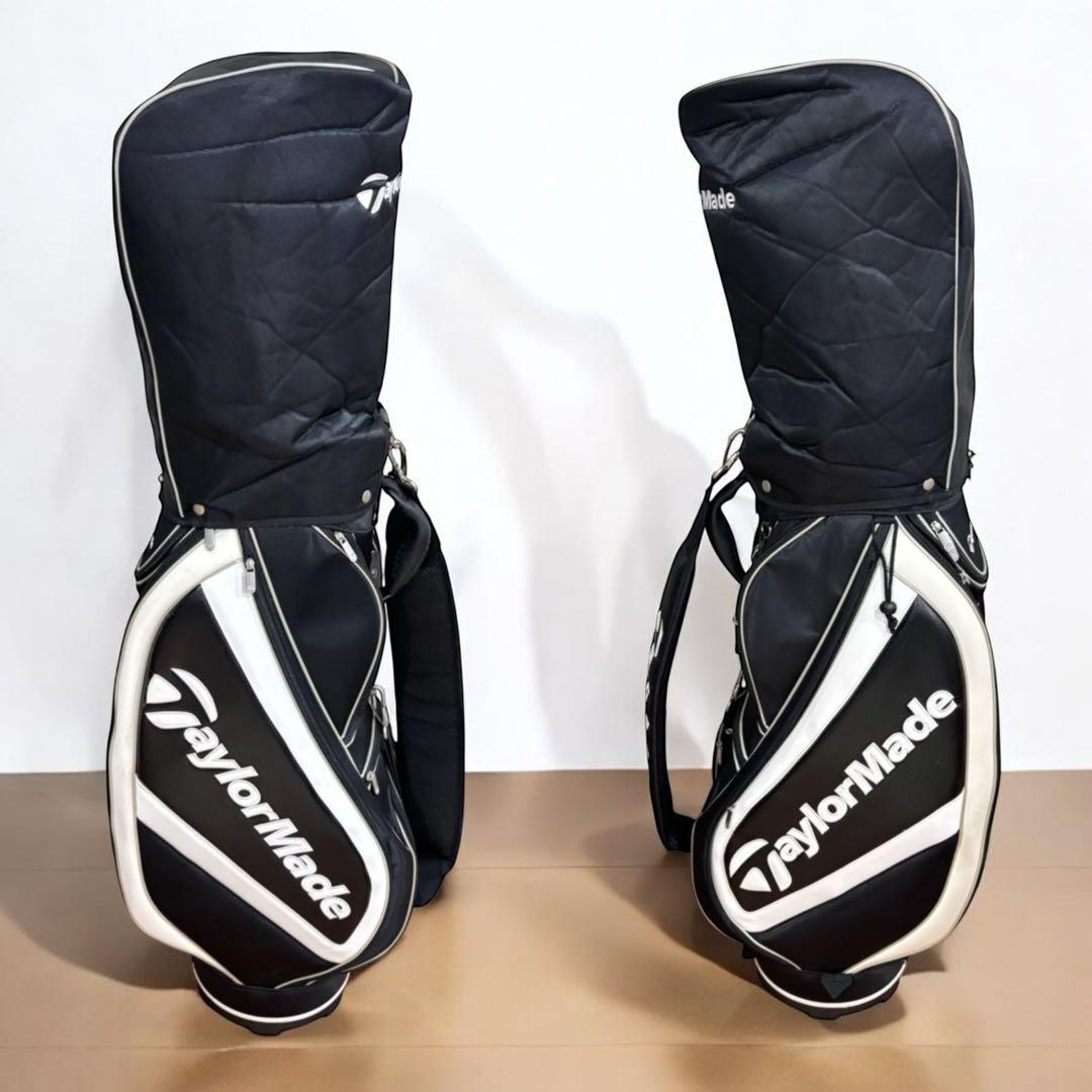 【人気モデル】TaylorMade キャディバッグ 黒白 フード付 良品 ゴルフ