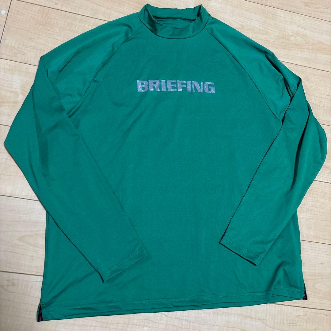BRIEFING GOLF長袖 モックネック L グリーン バックロゴ