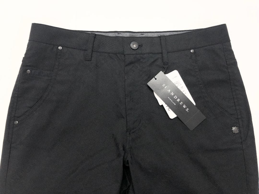 ○★新品未使用　St ANDREWS　クロッシングロゴジャガードパンツ　M　黒