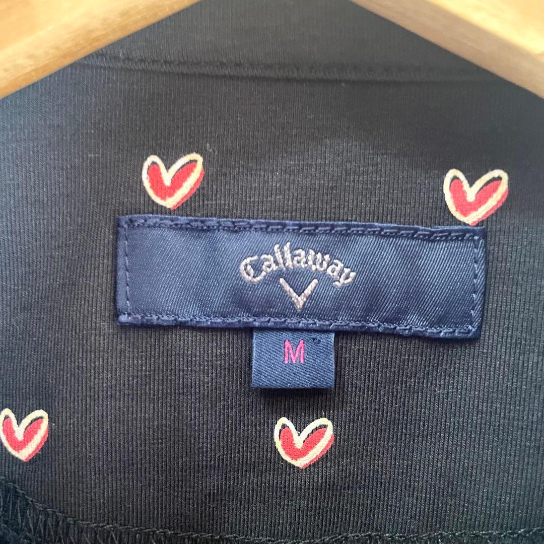 新品　ラブキャロウェイ Callaway ハート柄 ポロシャツ M ブラック